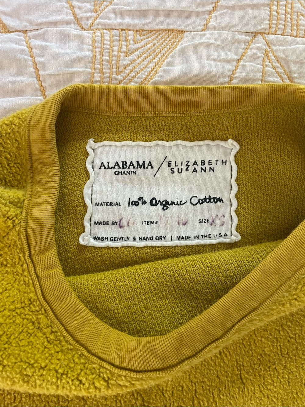 Elizabeth Suzann x Alabama Chanin Organic Cotton Fleece Billie Sweatshirt XS - Picture 4 of 5